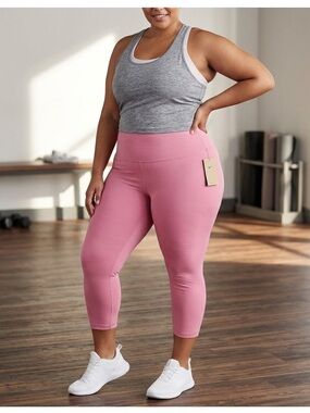Nike Pink Plus-Size High Waist Capri Leggings